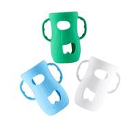 UPKOCH 3pcs Silicone Bottle Sleeves with Handles for Glass Bottles Ergonomic Non Slip Protective Covers in Blue White Green Safe and Easy to Clean