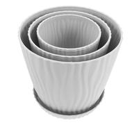 UPKOCH 3pcs Succulent Planter Pots with Saucer Lightweight Plastic Garden Planter Pots with Drainage Holes for Indoor Outdoor Bonsai Succulent and Flower Plants Minimalist Grey Design