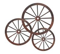 UPKOCH 3pcs Wooden Wagon Wheel Decor: 14/12/10" Wagon Wheel Wall Hanging Art for Bar Garage Home Party Cowboy Theme Farmhouse Yard Decorations