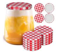 UPKOCH 40 Pcs Jam Jar Lids 72mm, Red Gingham Twist Off Replacement Canning Caps for Glass Jars, Vinegar Proof Screw Top Covers for Preserves, Marmalade, Honey, Chutney Making