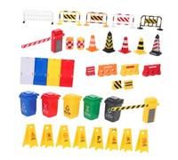 UPKOCH 40pcs Mini Street Signs Playset with Traffic Cones and Garbage Can Plastic Educational Traffic Road Signs for Boys and Realistic Design Enhancing Learning and Spatial Awareness