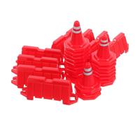 UPKOCH 40pcs Mini Traffic Signs and Roadblocks for Red Plastic Construction Cones and Barricades Educational Sand Table Model for Road Safety Learning DIY Urban Planning Portable and Easy