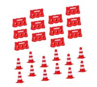 UPKOCH 48pcs Mini Traffic Roadblock Plastic Simulation Cones and Fences for Educational Cognitive to Safety Awareness and Role Play Driving Habits