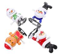 UPKOCH 4pcs Christmas Wind-up Set - Walking Santa Claus, Nod-head Snowman, Walking Gingerbread Man, Inverted Santa and Snowman Novelty Party Clockwork