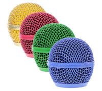 UPKOCH 4pcs Colorful Metal Microphone Grill Heads Replacement Mesh Covers Mic Grille Windshield Set for Handheld Microphones Compatible Gold Pink Green Sky