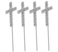 UPKOCH 4pcs Crystal Cross Cake Toppers Elegant Fruit Picks Party Cake Decoration Insert Cards for Birthday and Wedding Celebrations