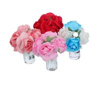 UPKOCH 4pcs Dollhouse Mini Flower Vase: Miniature Bud Vase With Small Fake Flowers - Mini Floral Decoration For Fairy Garden Micro Landscape Car Dashboard
