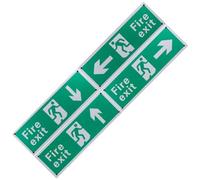 UPKOCH 4pcs Fire Exit Signs Adhesive Exit Stickers and Visible Guidance, Green Aluminium Alloy Material, 30 X 10cm Size, Enhancing Emergency Evacuation Efficiency for Workplace