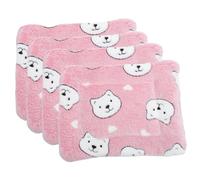 UPKOCH 4pcs Guinea Pig Blanket Cage Sleeping Pad Soft Warm Wool Mat Small Animal Cushion for Hamster and Rabbit Pink Bear Head s Size Pet Bedding