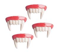 UPKOCH 4pcs Halloween Vampire Teeth Caps Hard Realistic Fang Dentures Comfortable Fit for Adults Spooky Costume Party Accessories Horror Trick Treat
