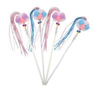 UPKOCH 4pcs Interactive Cat Teaser Wand in Candy Colors with Bells Fun Fuzzy Kitten for Indoor Cats Engaging Plaything for Strengthening and Exercise