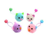 UPKOCH 4pcs Interactive Plush Cat Toys with Bells, Cute Chew and Bite Play Mice for Kittens, Assorted Purple, Pink, Blue, White, Pet Cat Entertainment Accessories for Indoor Play