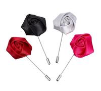 UPKOCH 4pcs Men’s Lapel Pin and Brooch Set, Alloy Flower Collar Pins for Suit Decoration, Multi-color (black, Deep Red, Silver, Rose), Fashion Jewelry Accessories for Formal Wear