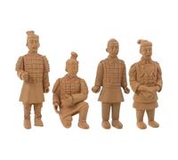 UPKOCH 4pcs Mini Terracotta Warriors Figurines Pvc Statues for Bookshelf Office Desk Qin Dynasty Decor with Unique Facial Details Desktop Decoration Ornament
