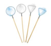 UPKOCH 4pcs Miniature Fishing Net for Doll House Decor Simulation Insect and Fishing Nets Small Blue White Creative Mini House Accessories for