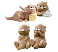UPKOCH 4Pcs Miniature Otter Figurine Resin Animal Decorations Lightweight Cartoon Moss Garden Decors for Home and Fairy Landscape Craft