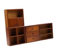 UPKOCH 4pcs Miniature Walnut Wooden Cabinet for Dollhouse DIY Crafts Bookcase with Sideboard Furniture Models Interactive Assembly for Creative Play and Imaginative Decoration