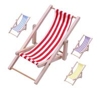 UPKOCH 4pcs Miniature Wooden Beach Chair Foldable Dollhouse Furniture Ornaments for Microlandscape Nursery Room Decoration with Yellow Purple Blue Red