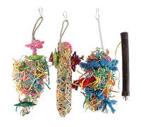 UPKOCH 4Pcs Parrot Standing Rod Chewing for Birds Engaging Teeth Grinding Shredder Hanging Cage Accessory for Budgies Cockatiels Conures Promotes Exercise and Mental Stimulation