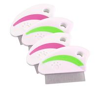 UPKOCH 4pcs Pet Flea Removal Comb with Ergonomic Handle Stainless Steel Close Teeth for Efficient Dirt and Dust Cleaning Portable Grooming Tool for Dogs and Cats Includes Red and Green