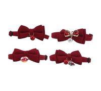 UPKOCH 4pcs Pet Wedding Bow Tie Collars with Removable Bells and Unique Pendants Safety Buckle Cat and Dog Necklaces for Parties Celebrations Red Festive Design
