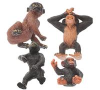 UPKOCH 4pcs Realistic Chimpanzee and Gorilla Simulation Wildlife Animal Model Figurines for Children, Forest Animal Toy Set Small and Standing Chimpanzee, Baby Cartoon Apes, Educational Play