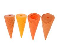 UPKOCH 4Pcs Realistic Plastic Ice Cream Cone Models Set, Artificial Caramel and Vanilla Mini Cones for Pretend Play, Kitchen Food Accessories for Party and Role Play