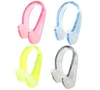 UPKOCH 4Pcs Silicone Nose Clip Set Comfortable Non Skid Swimming Nose Plugs for Adults Lightweight Portable Prevents Water Includes Black Blue Pink Green Colors