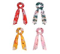 UPKOCH 4pcs Silk Long Hair Rope Elastic Hair Bun Holder Stretch and Fit Comfortable Touching Ponytail Holder for Running and Tourism