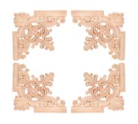 UPKOCH 4pcs Wooden Decorative Applique Onlays Carved Wood Decal Floral Ceiling Corner Ornaments Elegant French Style Wood Material Easy Installation Intricate Carved Details for Living