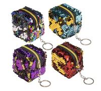 UPKOCH 4pcs Zippered Small Sequin Coin Purse Short Purse Portable Changes Bag for Women Wallet Coin Pocket Fashion Key Storage Pouch Random Color