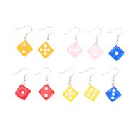 UPKOCH 5 Pairs Colorful Dice Earrings Multipack for Women, Creative 3D Cube Dangle Drop Earrings, Random Mixed Colors, Fashion Punk Style Jewelry for Daily Wear Random Color