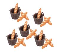 UPKOCH 5 Set Miniature Bread Basket Dollhouse Food Props Realistic Faux French Bread Models for Kitchen Decoration Photography Scenes Miniature Food Craft Accessories