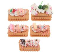 UPKOCH 5pcs Fake Cookie Biscuits: Mini Dessert Decorations - Realistic Play Food Cookie Models With Cream And Fruit For Party Supplies Photography Props