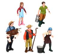 UPKOCH 5PCS Realistic Farm People Scale Figures Lifelike Landscape Figurines with Farmer Milkmaid Shepherd Girl in Overalls Boy with Milk Can Painted Models for Architectural Layouts and