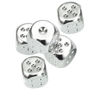UPKOCH 5pcs Silver Metal Dice Set for Board Game Accessories, Portable Metal Dot Dice for Home Game Playing and Educational Use