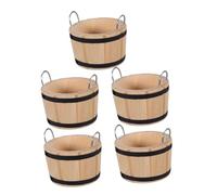 UPKOCH 5pcs Small Wooden Basin in The Doll House Home Decor Miniature Wooden Bucket Wood Barrel Model Miniature Wood Bucket Dollhouse Barrel Khaki