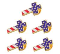 UPKOCH 5pcs Usa Flag Cross Lapel Pins Solid Metal Patriotic Brooch Set for Veterans’ Day Independence Day - Lightweight Cross Pins for Jackets Hats Backpacks and Formal Events