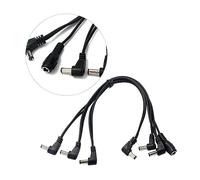 UPKOCH 6 Way Right Angle Daisy Chain Cable for Guitar Effect Pedals, 1-In 6-Out Power Supply Splitter, Black Copper Plastic, Anti-Hum Od04