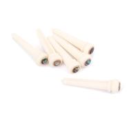 UPKOCH 6pcs Acoustic Guitar Bone Bridge Pins with Brass Circle and Green Shell Dot Stable Tone Enhancer for Folk Guitar String Pegs Ivory