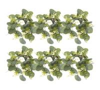 UPKOCH 6pcs Artificial Eucalyptus Candle Rings Faux Leaf Wreaths for Pillar Candles Wedding Centerpieces Home Party Table Decoration with Realistic Texture