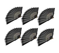 UPKOCH 6pcs Black Chinese Folding Fans Lightweight Handheld Lace Fans for Dancing and Hanfu Costumes Vintage Retro Style Photography Props for Women Street Photos
