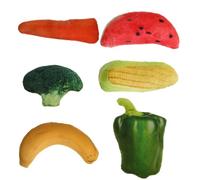 UPKOCH 6pcs Catnip Cat Simulated Vegetable Shapes with Squeaky Sound Interactive Indoor Kitten Plaything Including Pepper Carrot Banana Corn Broccoli Watermelon to Stress and Prevent