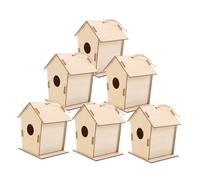 UPKOCH 6pcs DIY Wooden Bird House Kit for Interactive Painting Craft Weather Resistant Wood Material Outdoor Hanging Birdhouse for Childrens Artistic Creativity and Parent Fun