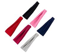 UPKOCH 6pcs Elastic Fitness Headbands for Women Non Slip Sports Hair Accessories Breathable Comfortable Sweat Wicking Head Wraps Red Black Navy Pink Light Grey