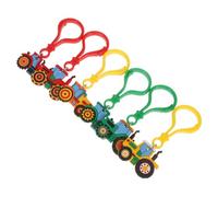 UPKOCH 6pcs Farm Tractor Cartoon Keychain Set Plastic Cute Keyrings for Kids Backpack Pendant Decoration Fall Harvest Party Bag Pendants