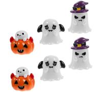 UPKOCH 6pcs Halloween Mini Ghost Ornament Set with Resin Witch, Bat Wing, and Pumpkin Spirits for Doll House and Micro Landscape Decor, Halloween Party Props and Seasonal Display