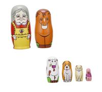 UPKOCH 6pcs Hand Painted Wooden Nesting Doll with Cartoon Grandmother Pattern Solid Matryoshka for Unique Home Decor and Gift Smooth Surface and Colorful Design
