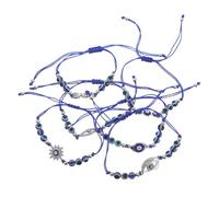 UPKOCH 6pcs Lucky Bracelet Adjustable Evil Eye Bracelet Craft Spacer Beads Evil Eye Stretch Sphere Round Bead Beaded Rope Blue