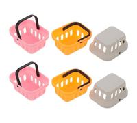 UPKOCH 6pcs Mini Dollhouse Shopping Basket with Handle Tiny Supermarket Bread Storage Containers for Pretend Grocery Play Educational Sorting and Counting for Orange Pink and Light Gray